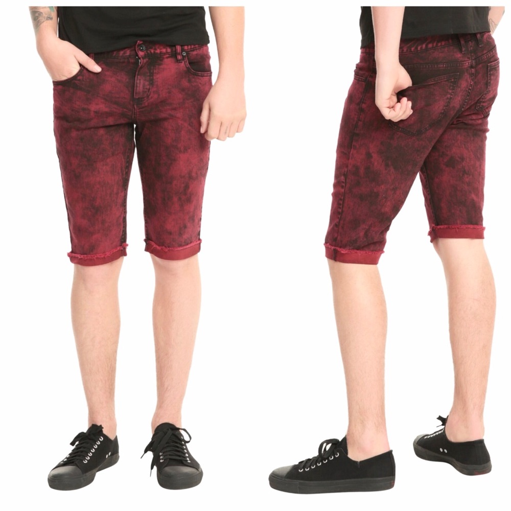 Rude Acid Wash Skinny Shorts
